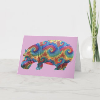 Tie Dye Hippie Hippopotamus Verjaardag Kaart
