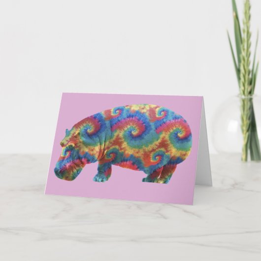 Tie Dye Hippie Hippopotamus Verjaardag Kaart (Voorkant)