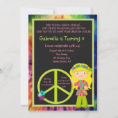 Tie Dye Hippie Meisje & Vrede Teken Verjaardag Uit Kaart (Voorkant)