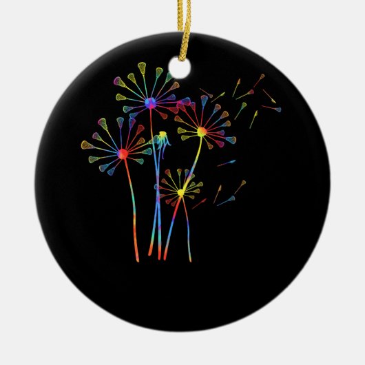 Tie Dye Hippie Paardebloem Lacrosse Stick voor Lac Keramisch Ornament (Voorkant)