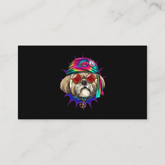 Tie Dye Hippie Shih Tzu Hippiness Peace Love Dog 6 Visitekaartje (Achterkant)