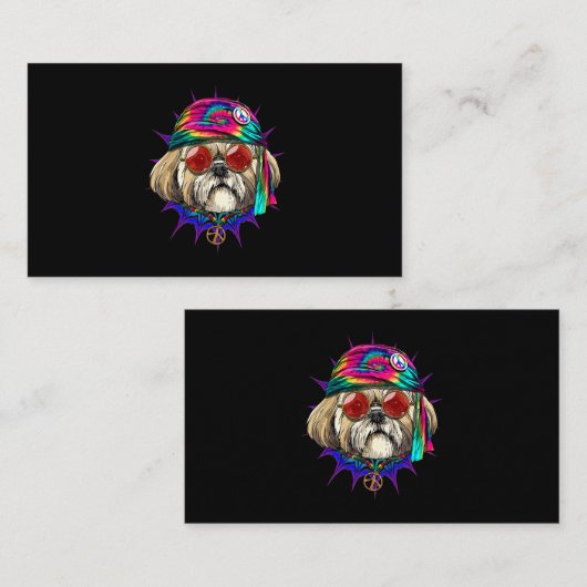 Tie Dye Hippie Shih Tzu Hippiness Peace Love Dog 6 Visitekaartje (Voorkant / Achterkant)