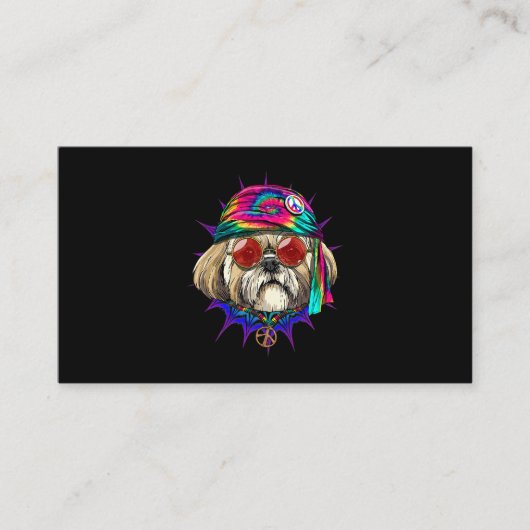 Tie Dye Hippie Shih Tzu Hippiness Peace Love Dog 6 Visitekaartje (Voorkant)