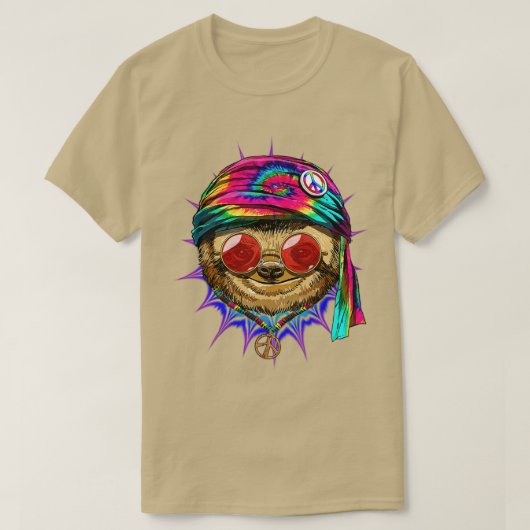 Tie Dye Hippie Sloth Hippiness Peace Love Sleuf T-shirt (Design voorkant)