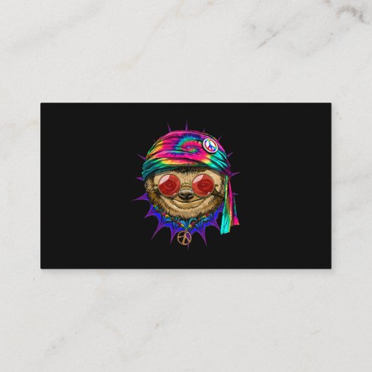 Tie Dye Hippie Sloth Hippiness Peace Love Sloth 68 Visitekaartje (Achterkant)