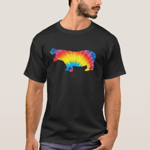 Tie Dye Hippopotamus Rainbow Print Herd Hippie Pea T-shirt