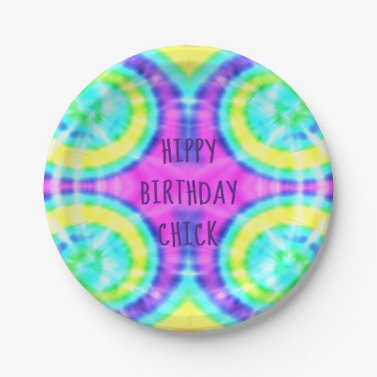 Tie Dye Hippy Birthday Paper Bord (Voorkant)