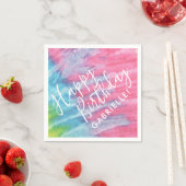 Tie Dye Hippy Chic Pink Blauwgroen Happy Birthday Servet (Insitu)