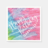 Tie Dye Hippy Chic Pink Blauwgroen Happy Birthday Servet (Voorkant)