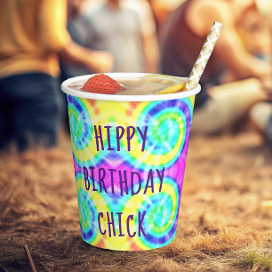Tie Dye Hippy Verjaardagsfeestje Papier Cups Papieren Bekers
