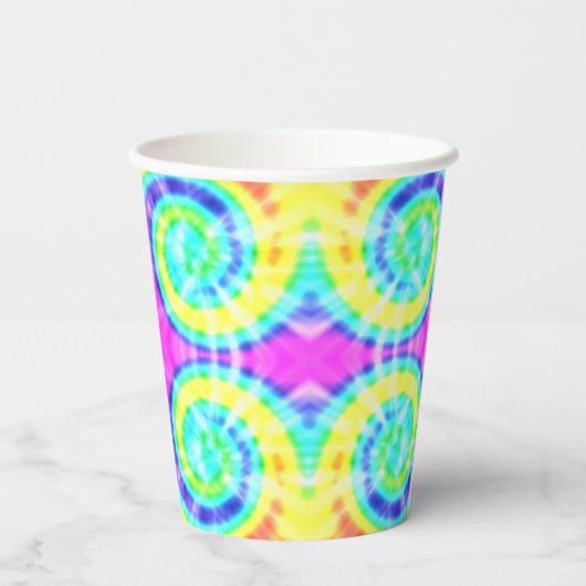 Tie Dye Hippy Verjaardagsfeestje Papier Cups Papieren Bekers (Achterkant)