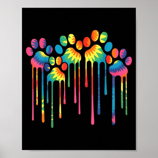 Tie dye hond poot hart print aquarel schilderij (Voorkant)