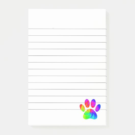 Tie Dye Hond Pootafdruk Grafisch Gelinieerd Post-it® Notes (Voorkant)