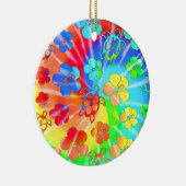 Tie Dye Honu en Hibiscus Keramisch Ornament (Rechts)