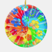 Tie Dye Honu en Hibiscus Keramisch Ornament (Achterkant)