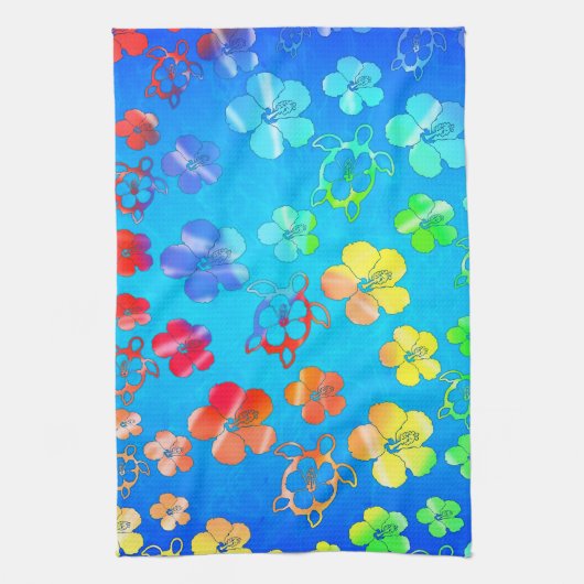 Tie Dye Honu en Hibiscus Theedoek (Verticaal)