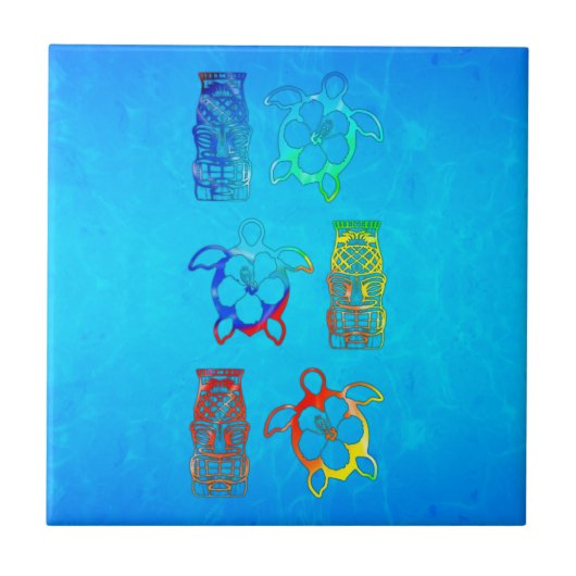 Tie Dye Honu en Tiki Mask Tegeltje (Voorkant)