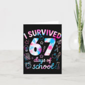 Tie Dye I Survived 67 Days Of School Funny Six Sev Kaart (Voorkant)