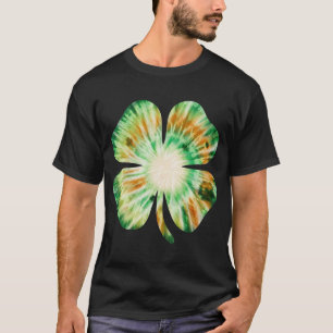 Tie Dye Ierse Klaver Geluksbloem Met Vier Bladeren T-shirt