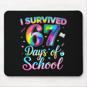 Tie Dye ik overleefde 67 dagen school grappig zes Muismat