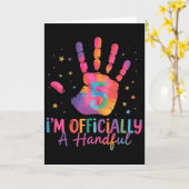 Tie Dye I'm Officially A Handful Five 5th Birthday Kaart (Gele Bloem)