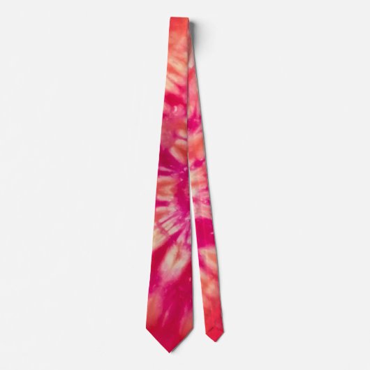 Tie Dye in Hot Oranje en Magenta Swirl Mannen Stro Stropdas (Voorkant)