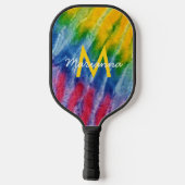 Tie Dye Initiaal Name Red Blue Green Pickleball Paddle (Achterkant)