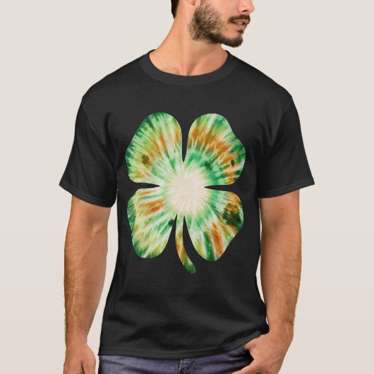 Tie Dye Irish Shamrock Lucky Four Leaf Clover T-shirt (Voorkant)