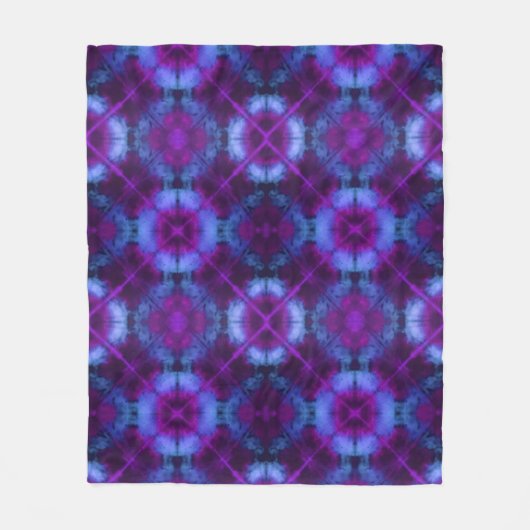 Tie Dye Kaleidoscope Vibrant Blue Paars Magenta Fleece Deken (Voorkant)