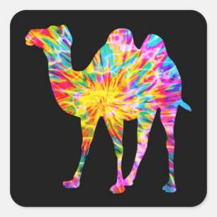 TIE DYE KAMEEL VIERKANTE STICKER