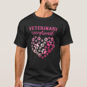 Tie Dye Kat Hond Paw Print Veterinaire receptionis T-shirt