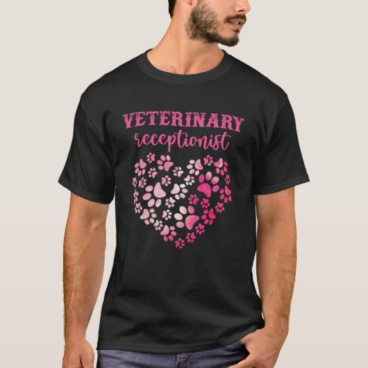 Tie Dye Kat Hond Paw Print Veterinaire receptionis T-shirt (Voorkant)