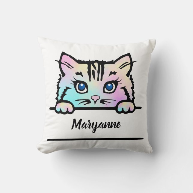 Tie Dye Kat Kussen (Voorkant)