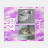 Tie Dye Kat Mam Gepersonaliseerd Roze Fleece Deken (Voorkant (Horizontaal))