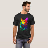 Tie Dye Kat Spatwater Kunst T-shirt (Voorkant volledig)