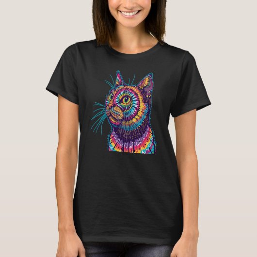 Tie Dye Kat T-shirt (Voorkant)