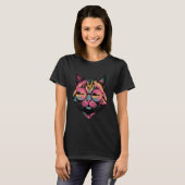 Tie-Dye Kat Vredesteken Hippie Retro T-shirt (Voorkant volledig)