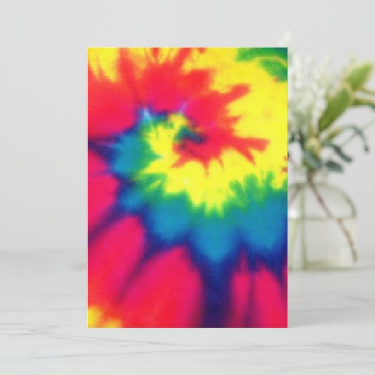Tie Dye Kijk Uitnodiging (Staand voorkant)