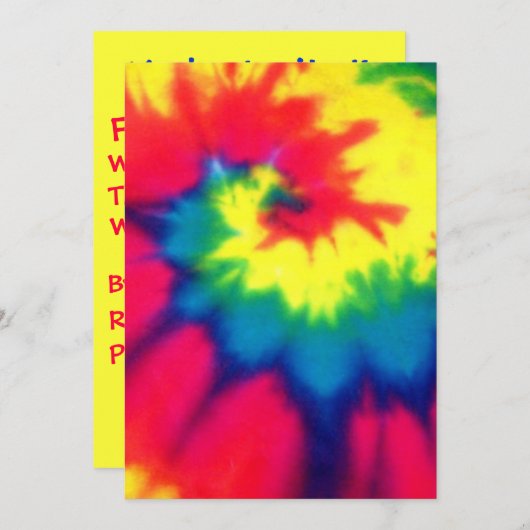 Tie Dye Kijk Uitnodiging (Voorkant / Achterkant)