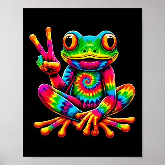 Tie-dye Kikker Vredesbord Hippie Poster (Voorkant)