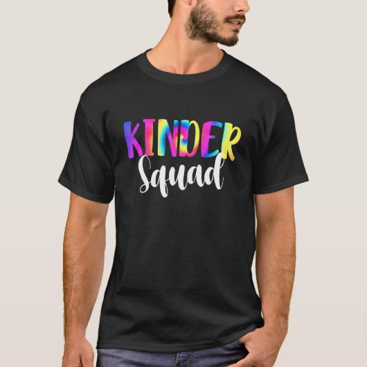 Tie Dye Kinder Squad Kindergarten Terug naar schoo T-shirt (Voorkant)