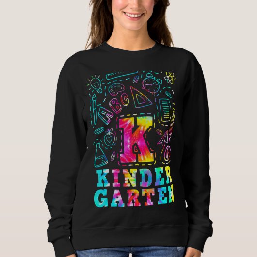 Tie Dye Kindergarten Typografische Team Kindergart Trui (Voorkant)