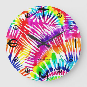 Tie Dye Kleur Barst Vrede Ontwerp Wandklok