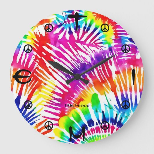 Tie Dye Kleur Barst Vrede Ontwerp Wandklok (Voorkant)