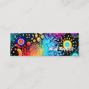 Tie dye kleur spat nieuwe adres mini visitekaartje