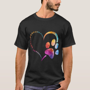 Tie Dye Kleurrijke Hond pootafdruk poten hart hond T-shirt