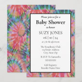 Tie Dye Kleurrijke Regenboog Hippie Baby Shower Kaart (Voorkant / Achterkant)