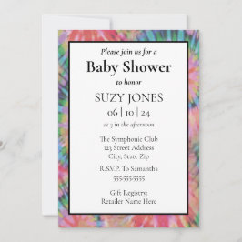 Tie Dye Kleurrijke Regenboog Hippie Baby Shower Kaart