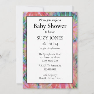 Tie Dye Kleurrijke Regenboog Hippie Baby Shower Kaart