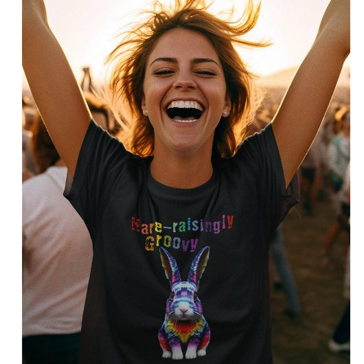 Tie Dye Konijn Groovy Haas Retro Bunny T-shirt